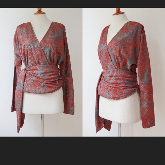 *Rare Find* Zara Trafaluc Lurex Wrap Top Size Small - Picture 2 of 9